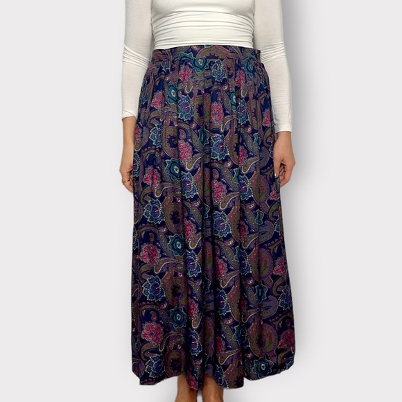 Vintage 1990s Components by Susan Bristol, paisley, maxi skirt - Picture 1 of 8